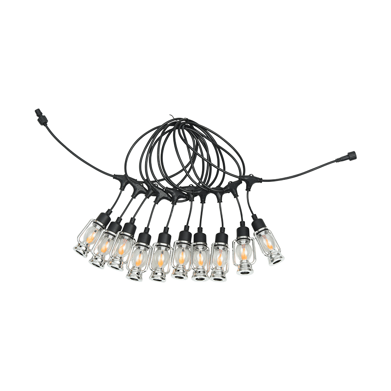 Vindemiatio raeda lucerna stilo flamma lux chorda (argentum, 5 metra 10 lumina)