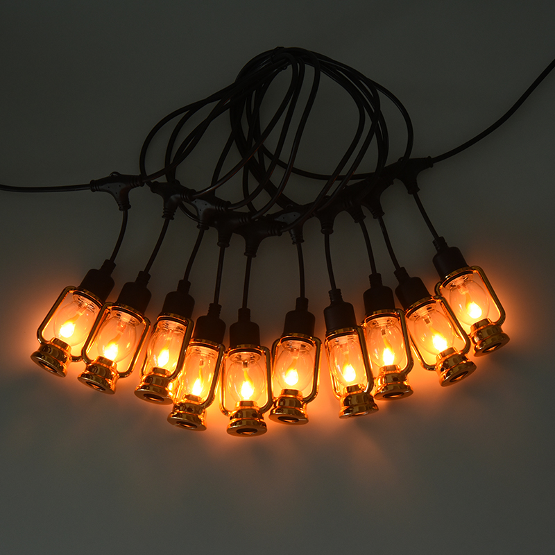 Vindemiatio raeda lucerna stilo flamma lux chorda (aurum, 5 metra 10 lumina)